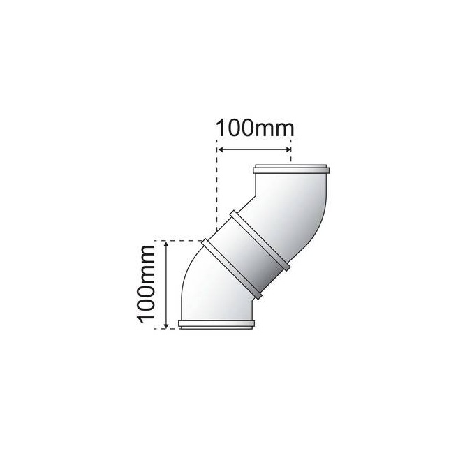 COUDE VENTOUSE BULEX ALU/ALU 45° 60/100  0020199404